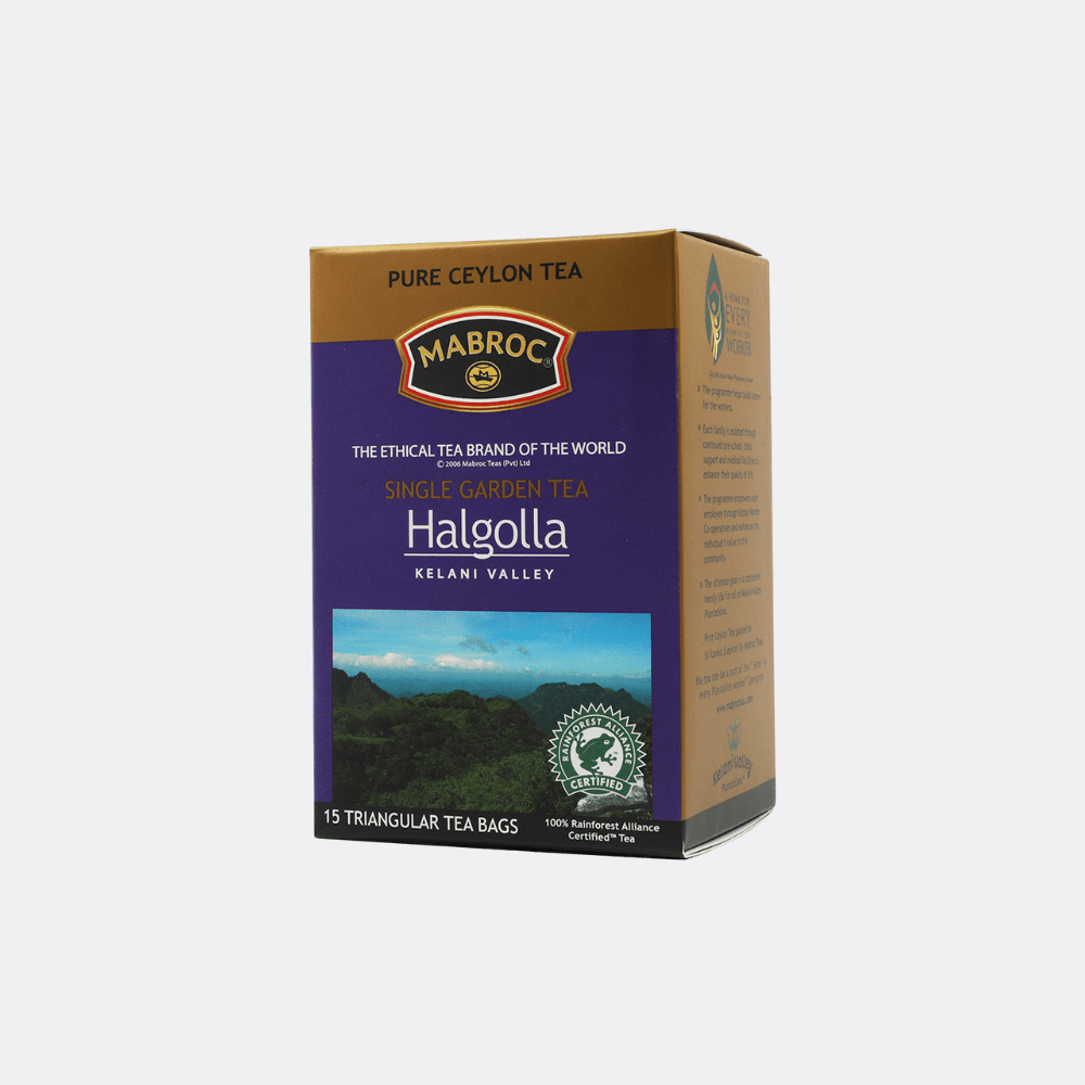 Halgolla Black Tea 15 Pyramid Tea Bag Carton from Mabroc Teas