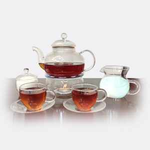 Mabroc Tea Accessories - Glass Cup Set, Glass Square & Creamer, Glass Tea Pot Set